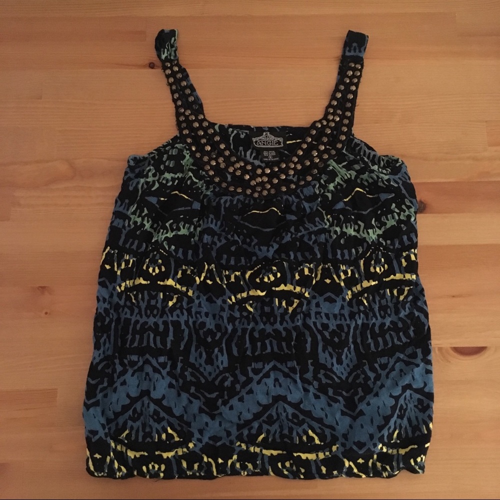 Angie embellished top cute tribal pattern